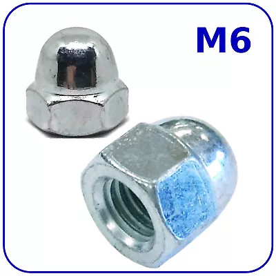 Dome Nuts M6 - 6mm Acorn Blind Closed Cap Hex Nut Zinc Plated DIN 1587 • £0.99