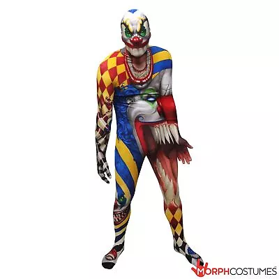 Adult Scary Clown Monster Morphsuit Men`s Halloween Fancy Dress Costume M - XXL • $51.95