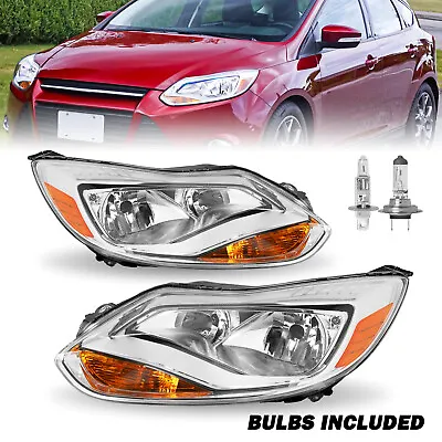 For 2012 2013 2014 Ford Focus Halogen [OE Style] Headlights Assembly L+R W/Bulbs • $89.99