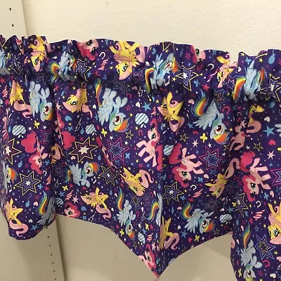 My Little Pony Kids Girls Pink Blue Purple Rainbow  Window Curtain Valance 43x14 • $12.99