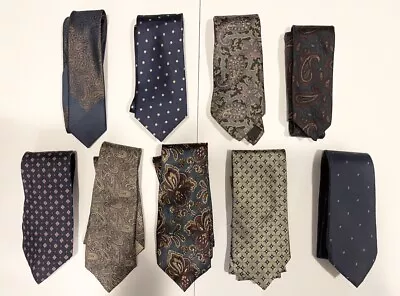 Mens Vintage Ties Lot Paisley Dots Diamonds Patterns Navy Teel Green Tan • $8