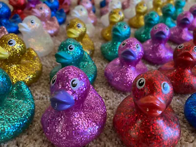 2  Inch Vinyl Glitter Rubber Ducks: RED GOLD BLUE PINK PURPLE And MORE!!! • $1.19