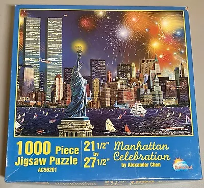 Alexander Chen Manhattan Celebration NYC Twin Tower 1000 Jigsaw Puzzle 27x21 • $17.99