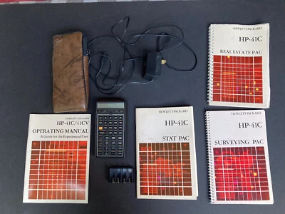 $125 • Buy VINTAGE Hewlett-Packard HP-41C Calculator, Case, Manuals, 4 Cartridges, Cord