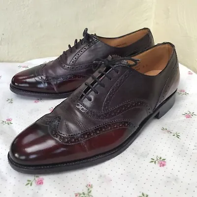 £55 • Buy Mens Sanders England Burgundy Oxblood Leather Oxford Brogues Formal Shoes UK 9.5