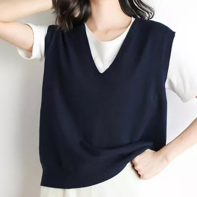 $18.14 • Buy Women Knit Vest Sleeveless Jumper Sweater V Neck Tank Top Pullover Casual