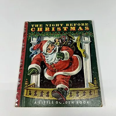 VINTAGE Rare A Little Golden Book THE NIGHT BEFORE CHRISTMAS 1949  Red Binding  • $16.99