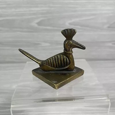 Vintage Brass Peacock Paperweight Home Decor Square Bottom Statue Figurine • $29.99