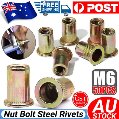 50-100x Rivet Nut Bolt Steel Rivets Tool Flange Blind Nutserts Flat Zinc Plating • $5.45