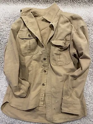 Cabela’s Coat Jacket Adult Medium Beige Full Button Outdoor Lined Casual Mens ** • $18.80