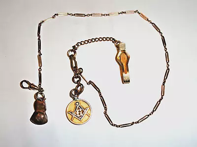 Antique Masonic Gold Pocket Watch Chain 17 Inches Long • $300
