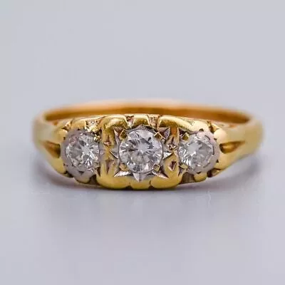 Solid 18K Gold Ring With Three Star Etched Diamonds (approx 0 • £450