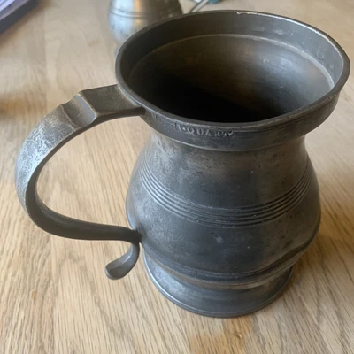 £21.95 • Buy ❌Antique QUART PEWTER MEASURE JUG STAMPED VICTORIAN C1800