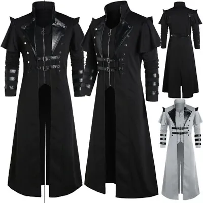 Mens Halloween Medieval Vintage Long Jacket Gothic Steampunk Punk Knight Coat • $62.69