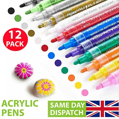 Acrylic Paint Marker Pens Permanent For Stone Painting Ceramic Glass Wood Fabric • £6.35