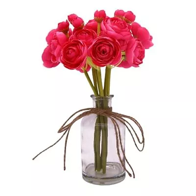 8 Pcs Ranunculus Artificial Flowers With Vase Small Fake Flowers In Vase Silk... • $24.21