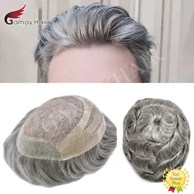 Toupee For Men Hairpiece Fine Mono Mens Hair System Wig Poly Skin Mens Toupee • $169