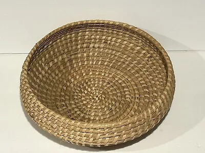 Vintage Hand Woven Straw Coiled Basket 11  • $21