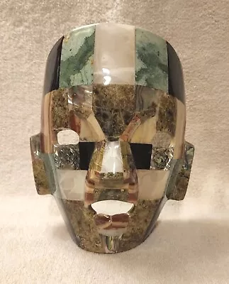 7.5  Mayan Aztec Mosaic Burial Death Mask  Gorgeous Green Abalone Onyx Beauty • $17.99