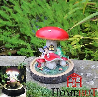 Garden Fairy Frog Mushroom House Solar Decorative Ornament Secret Gift • £12.95