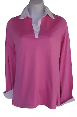 A'NUE LIGNE Size P Petite Pink Stretch Tactel Pullover Collared Shirt NWT • $14.99