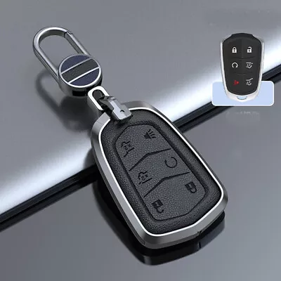 Alloy Leather Car Key Fob Case Cover For Cadillac ESCALADE ESV 2015-19 6 Buttons • $14.48