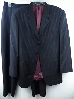 Paul Smith Mens 42 R W 36 2 Piece Suit Pants Black Stripe 100% Wool Italy Italy • $97.77