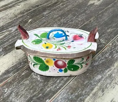 Antique Norwegian Tine Box Rosemaled Os Rosemaling Norway Scandinavian 1800s • $595