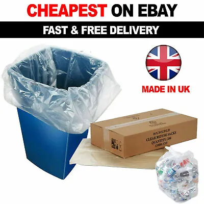 £94.99 • Buy 1000 X Clear Refuse Sacks 140G Large Bin Liners Rubbish Waste Recycling Bags 90L