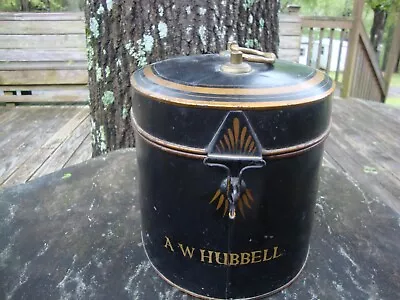 Vintage Metal A W Hubbell Ladies Wig Box Solid Brass Handle • $85