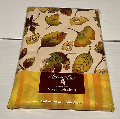 Autumn Fest Vinyl Oblong Tablecloth In Original Packaging 52x90 Inches • $11.89