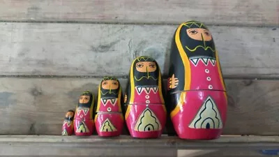 Matryoshka Dolls Set Muslim Woman Style Hand Painted Wooden 5pcs Russian Dolls • $80