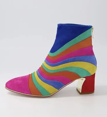 Django &Juliette Womens 39 Rare Leather New Jatalie Bright Multi Boots Shoes • $199