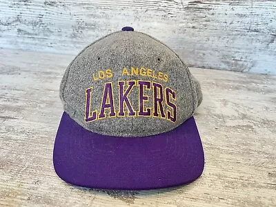 Vintage Los Angeles Lakers NBA Starter Snapback Hat 100% Wool Rare Purple Gray • $128