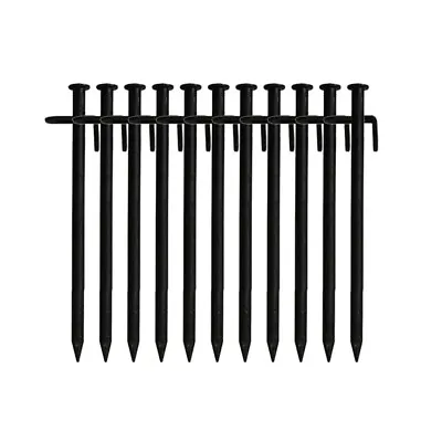 Pack 10 Heavy Duty Black Steel Metal Tent Canopy Camping Stakes Pegs Ground Nail • $20.96