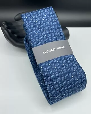 MICHAEL KORS Men's Silk Blend Tie ~ Blue ~ Geometric ~ NEW Fashion MSRP: $69.50 • $21.99