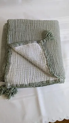 BABY Double-side COTTON MUSLIN SWADDLE Olive BLANKET (188) • $19.79