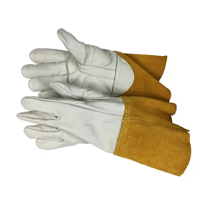 $12.98 • Buy AA Grade MIG Welding Gloves Cow Grain Palm & Back Straight Thumb 4  Split Cuff 