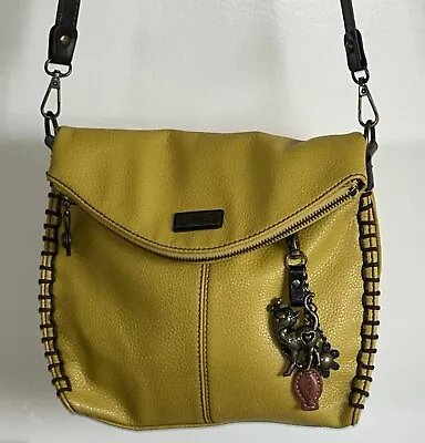 Chala Charming Crossbody Shoulder Bag Flap Top Zipper Mustard Yellow Charms New • $49.99