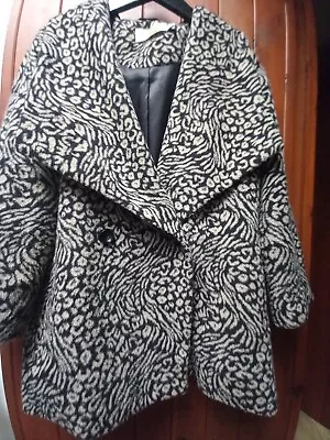 Edina Ronay Designer Vintage Warm Quality Coat 44  Bust 10 12 14 Animal Print. • £15