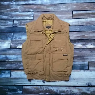 Vintage 90s Renegade Mens Khaki Outdoor Utility Cargo Vest Size Medium Pockets • $47.99