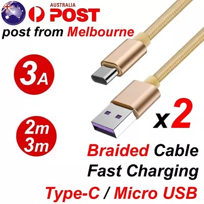2x 2M 3M 3A Fast Charge Type C Micro USB Charging Charger Cable Cord For Samsung • $8.99