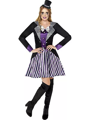 Adults Dark Mad Hatter Fancy Dress Wonderland Costume Womens Fairytale Book Week • £34.99