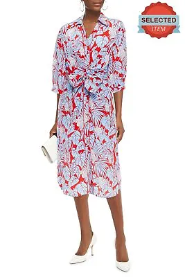 $32.45 • Buy RRP€770 DIANE VON FURSTENBERG Anna Silk A-Line Dress US4 S Palm Print Tie Front