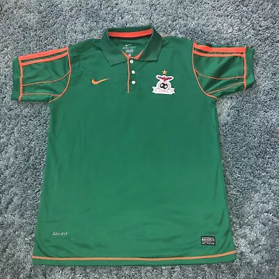 Nike Men ZAMBIA Green Orange Dri Fit SOCCER Polo RARE SIZE XXL • $54.95