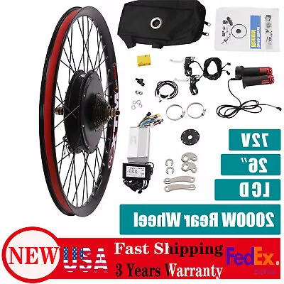 26 Inch Rear Wheel 72V 2000W Electric Bicycle Motor E-Bike Hub Conversion Kit • $396.15