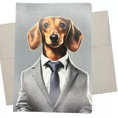 Dachshund Wearing Suit Card Dachshund Birthday Card (1 Card 5X7 Inch) - 650 • $7.96