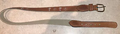 Nautical 'reef Riders' Brown Leather & Canvas  Men's Belt Sz 34 • $25