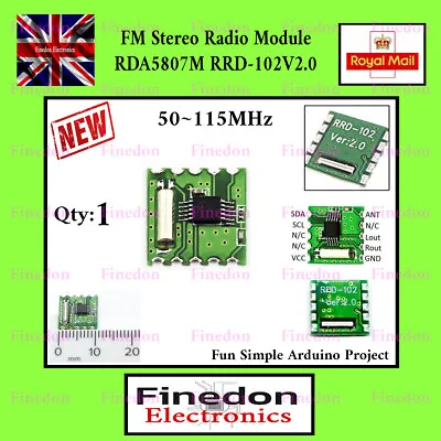 RDA5807M FM Stereo Radio Module RRD-102V2.0 Wireless Arduino PCB UK Seller • £2.62