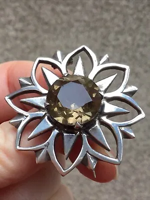 Vintage Scottish Silver & Citrine Brooch By John Fraser 1968 Edinburgh Hallmark • £55